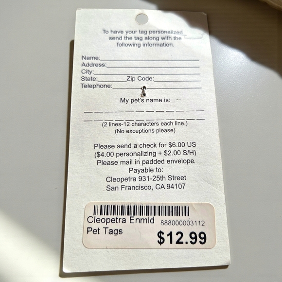 Cleopatra Polka Dot Bone Dalmation Pet Tag NEW - Picture 4 of 4